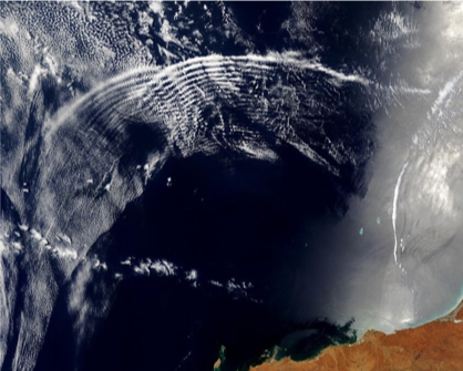 Atmospheric gravity waves as seen from space. Image credit: Jacques Descloitres, MODIS Rapid Response Team, NASA/GSFC.